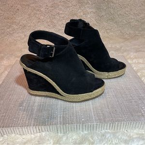 Vince Evangeline Suede Peep-Toe Espadrille Wedge Sandals